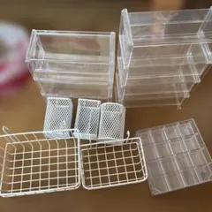 アクリル収納ケース メッシュ小物入れ セット