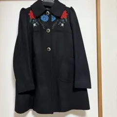 【タグなし新品】ZARA WOMAN 花柄 刺繍 黒 コート Mサイズ