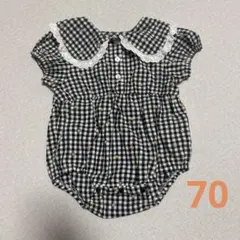 【美品】 futafuta ロンパース　ギンガムチェックのサムネイル