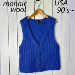 USA古着 90s～ モヘアウール リブニットベスト S～M Lizsport