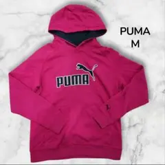 【美品】 PUMA 長袖 フード パーカー トレーナー M ピンク C23