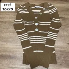 最終価格　美品　ETRÉ TOKYOリブニット ブラウン・ホワイトストライプのサムネイル