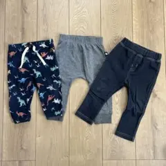 ボトムス　3点セット 70〜80サイズ　恐竜　グレー　デニム　西松屋