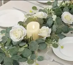 造花　ガーランド　ウエディング　白薔薇