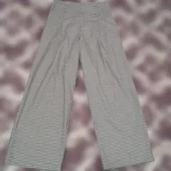 チェック柄 ワイドパンツ ダブルボタン