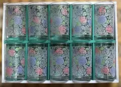 昭和レトロ カレンピーコック グラス コップ 10個セット レトロポップ 花柄
