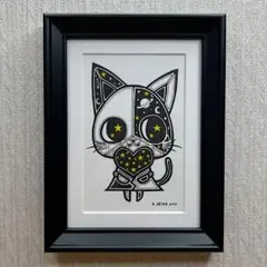 『小悪魔天使』原画一点物 絵画 手描き 癒し 猫 うさぎ 額縁付き アート作品 原画一点物】「小悪魔天使」うさぎの絵 絵画 原画 絵 動物画 ポップ