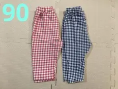 ユニクロ　5分丈レギンス　チェック柄　90 2枚セット