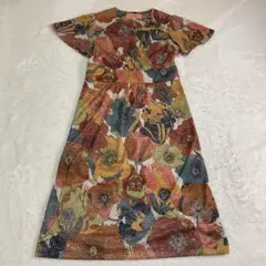 Suna Una スーナウーナ　花柄　ひざ丈　ワンピース　総柄　レトロ　S相当