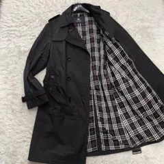 ★美品/稀少L バーバリーブラックレーベル トレンチコート ロング ノバチェック