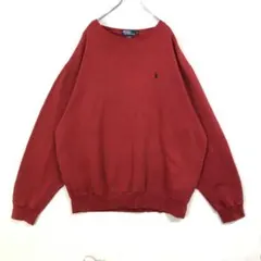1642 ポロ　ラルフローレン 刺繍　ロゴ　スウェット　トレーナー　赤