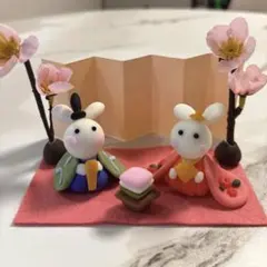 ハンドメイド　ひな祭り　ひなまつり　雛人形　雛飾り　置物　玄関　飾り　3月 粘土