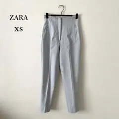 Z12-039 ZARA テーパードスラックス XS ライトブルー