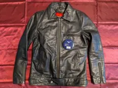 【美品＆おまけ付】UK襟付きシングルライダースジャケット リューグーレザーズ