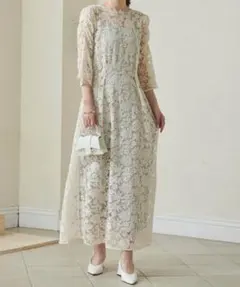 RANAN/(W) バックリボン デザインレースワンピース