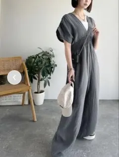 CLASSICALELFレースアップバックリボンオールインワン サロペ ワイド