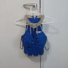 AR ANGELRビーズ装飾 ハイネック 青ドレス