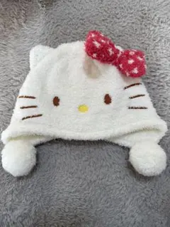 ハローキティ フリース帽子 赤いリボン付き キッズ
