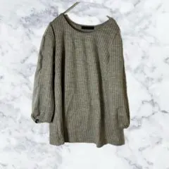 vivapresto７部袖異素材ドッキングカットソーストライプグレー総柄2188