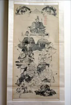 清涼殿八宗論図」江戸時代中期頃筆 極彩色大判 手書き 1枚|弘法大師大