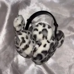 ディズニー イヤーマフ 耳あて ヒョウ柄 グレー 白
