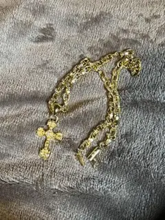 クロスネックレス　22kコーティング　925刻印　ゴールド　 ペーパーチェーン