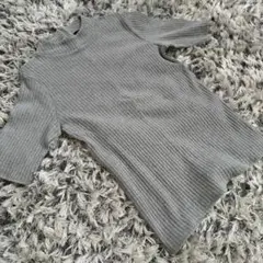 ⭐INED⭐五分袖ハイネックリブカットソー ニット モックネック ジップ付き