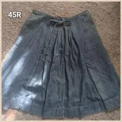 45R デニム フレアスカート ひざ丈　大きいサイズのサムネイル