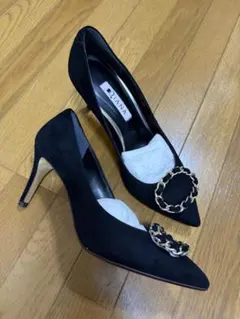DIANA ブラック ポインテッドトゥ パンプス 23cm