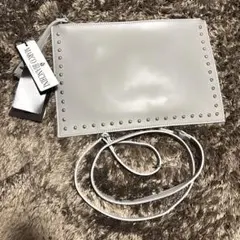 MARCOBIANCHINI クラッチバッグ グレー レザー　スタッズ　タグ付き