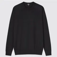 【UNIQLO】エクストラファインメリノクルーネックセーター ブラック