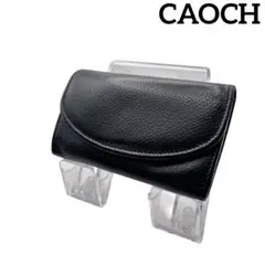 【COACH】 コーチ ブラック　レザー　キーケース キーリング