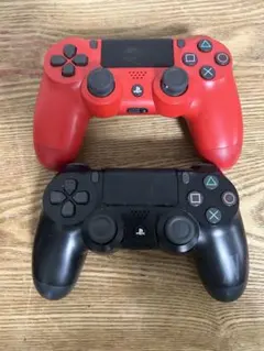 緑8248 PS4 ワイヤレスコントローラー 赤 黒 2個セット