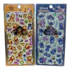 ★正規品★ディズニープチドロップステッカー スティッチ&くまのプーさん2種セット