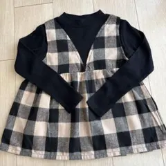 チェック柄長袖カットソー　女の子トップス　120cm