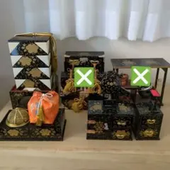 【更にお値下げ❗️】ひな祭り飾り御道具3点セット 漆塗り　伝統工芸品　長期保管品