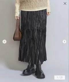 ⭐︎ビューティアンドユース ⭐︎チンツランダムプリーツスカート⭐︎黒⭐︎S⭐︎