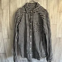 【INGNIイング】定番ギンガムチェック長袖シャツ ブラック ホワイトカジュアル