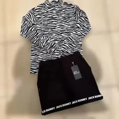 【美品】パーリーゲイツモックネック黒白✖️ジャックバニースカート黒M新品タグ付き