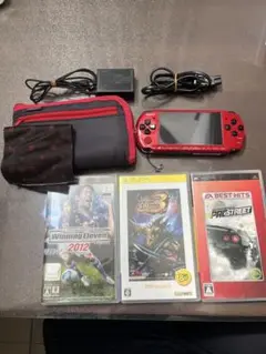 PSP 3000 本体 レッド 充電器・ゲーム付き