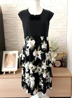 ❣️美品インゲポルグ❣️フラワープリント ティアードコンビワンピース