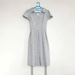 【MISCH MASCH】ミッシュマッシュ 半袖ワンピースM　グレー×ホワイトのサムネイル