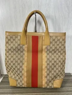 GUCCI トートバッグ GG柄　キャンバス　シェリーライン　ベージュ　大容量
