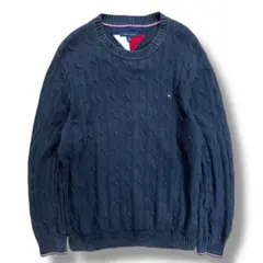 Tommy Hilfiger トミー メンズ ケーブルニット セーター XL 紺