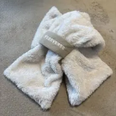 【美品】CONVERSE コンバース バンドフリースボアマフラー ホワイト系