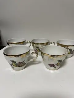デミタスカップ 5個セット 鳥と花のデザイン　20250415