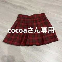 110赤と茶色のチェック柄プリーツキュロットスカート