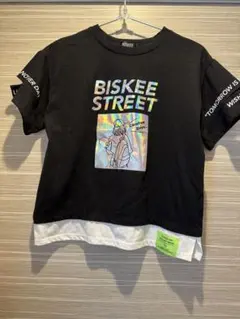 キッズ Tシャツ 150cm 重ね着風 ブラック