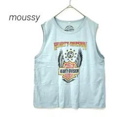 moussy タンクトップ ロゴ ノースリーブ ハーレー　 ブルー　夏のサムネイル