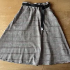 PINKLATTE ピンクラテ 160 グレンチェックフレアスカート ベルト付き